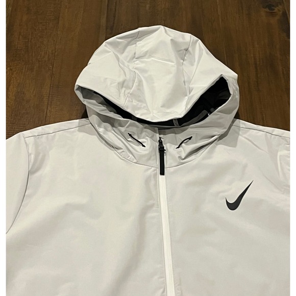 Nike Storm Fit Mens Running Jacket Hooded White Gray XL FZ9039 121 Lightweight - Picture 4 of 9